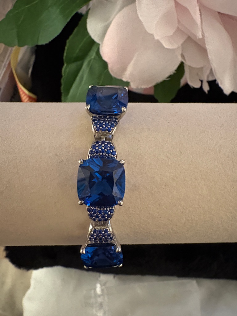 Royal Blue Quartz Bolo Bracelet Sterling Silver 925